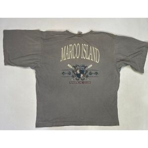 VINTAGE Marco Island Nautical Club Graphic Pocket T-shirt Men XL Gray 90s